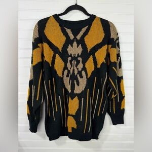 If…Women’s Vintage 80’s sweater, black & gold with metallic thread. Size Small.
